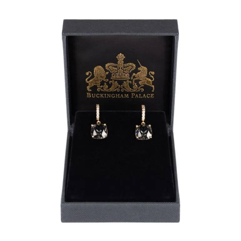 Black Square Crystal Earrings