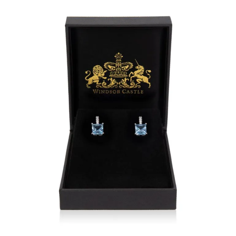 Crystal Square Drop Earrings