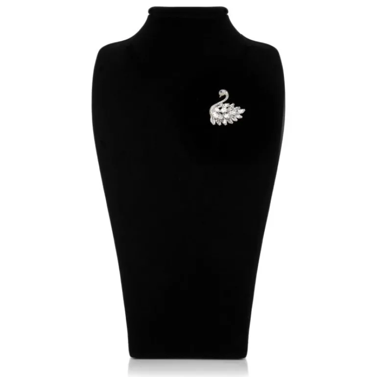 Crystal Swan Brooch