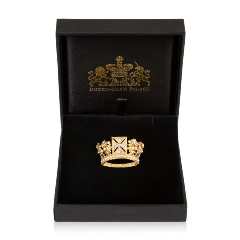 Gold Diadem Crown Brooch