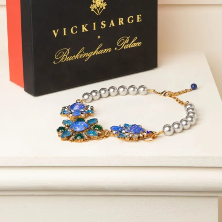 Vicki Sarge Blue And Grey Pearl Necklace